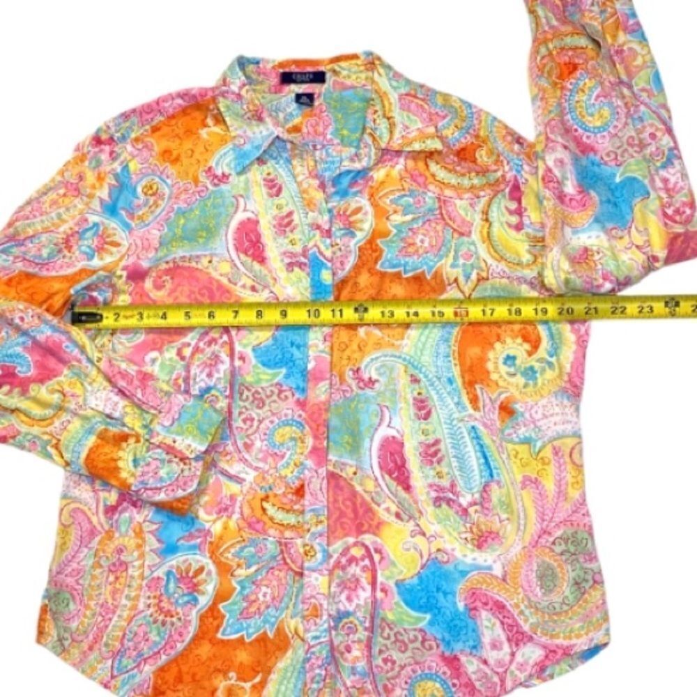 Chaps Unique Paisley Multicolored Button Down Top… - image 8